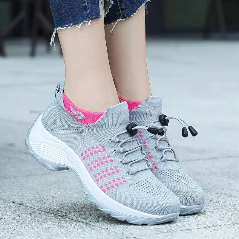 Women Slip on Trainers Orthopedic Breathable Cushion Shoe Comfortable Casual Ladies Athletic Shoe Thick Bottom Walking Shoes