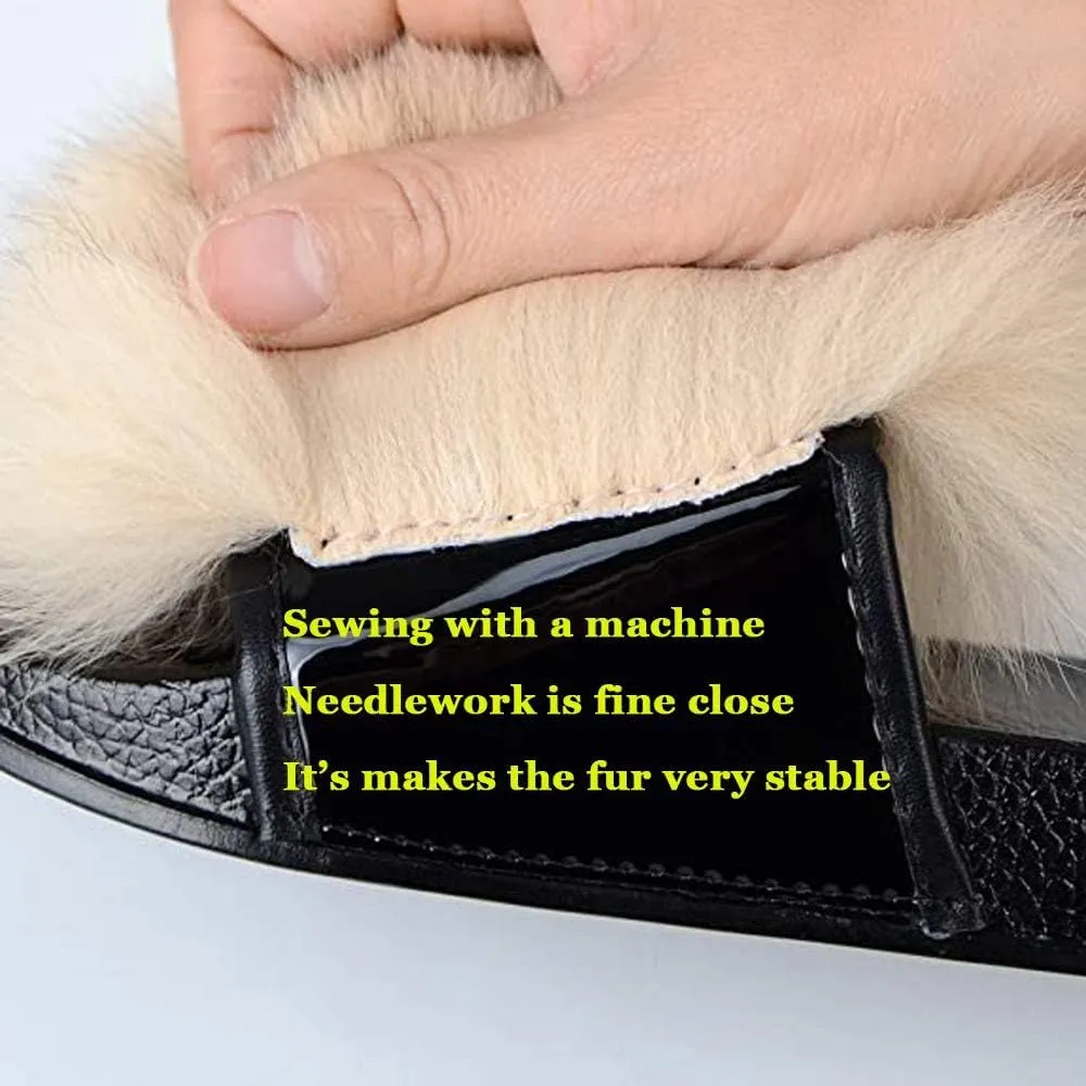 Women Summer Casual Fluffy Slippers Flat Non-Slip Furry Slides Fashion Large Size Shoes Outside Beach Sandals (10, Wine red)