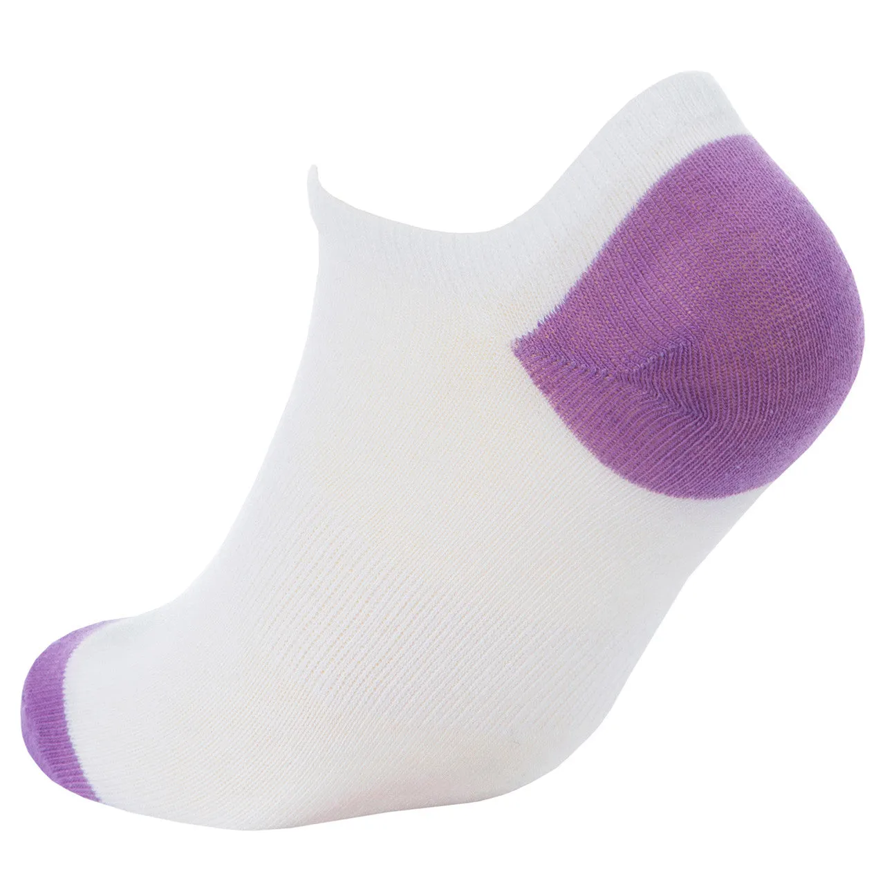 Womens 5 Pairs Trainer Liner Plain Ankle Socks Purple