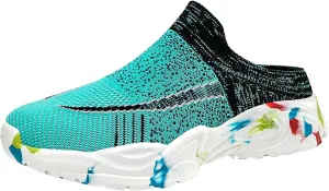 Womens Backless Sneakers Mesh Slip-on Mule Shoes Womens Running Shoes Wide Dress Casual Shoes Fashion Sneakers Waterproof Tennis Shoe Cross Trainer Shoe