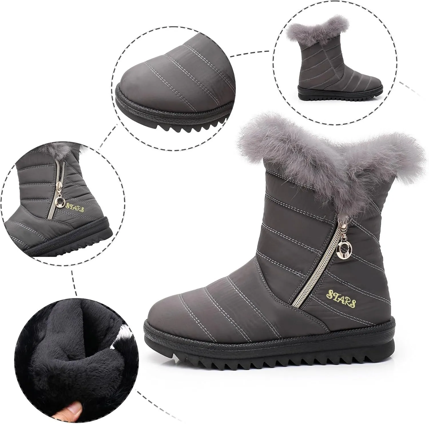 Womens Boots 2024 Ankle Boots Snow Winter Boots Anti Slip Slip On Plush Lined Puffy Cold Weather Snow Booties