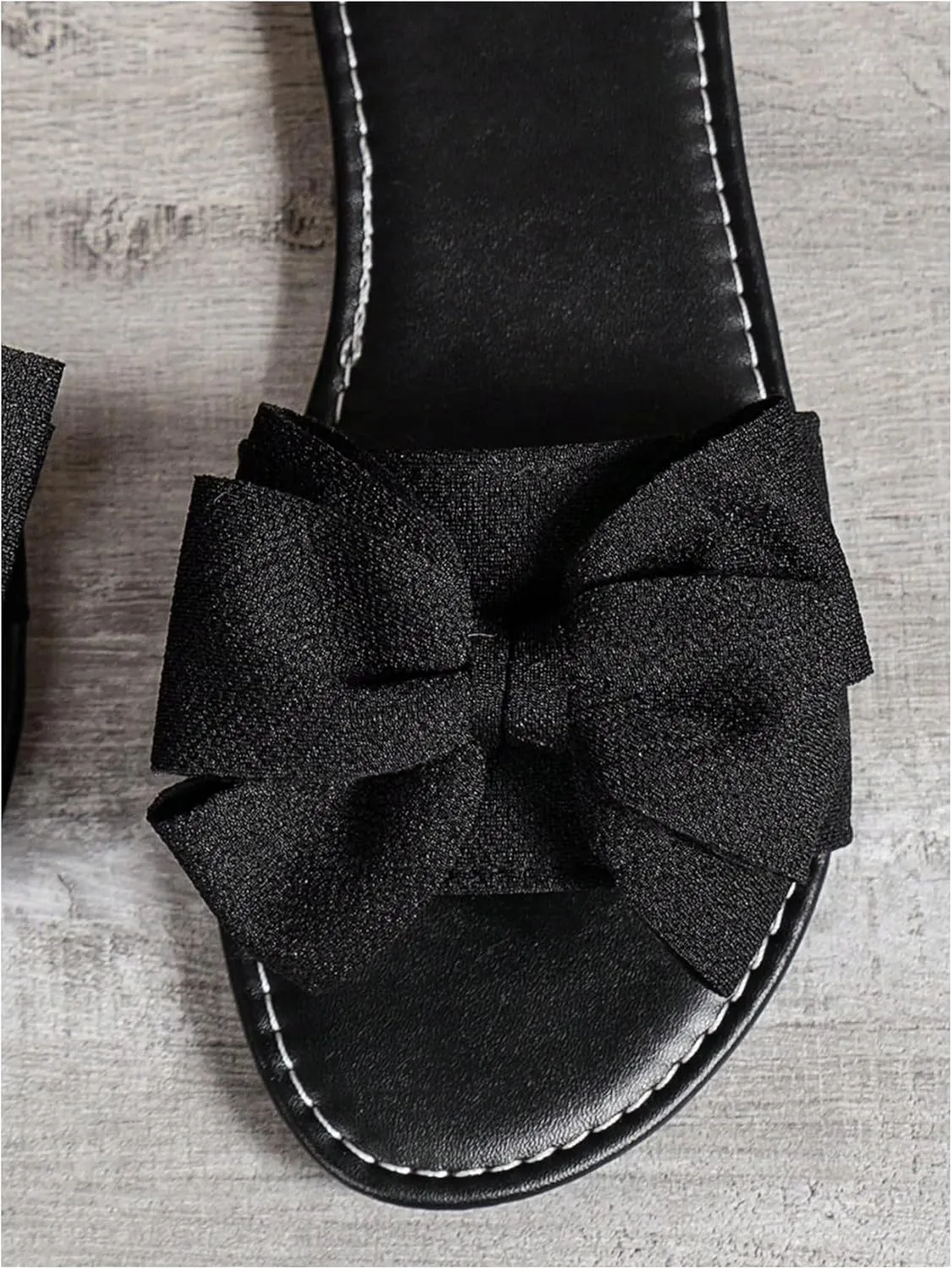 Women's Bow Flat Sandals Dressy Slide Sandals Open Toe Summer Beach Flat Shoes Slippers Slip on Slide