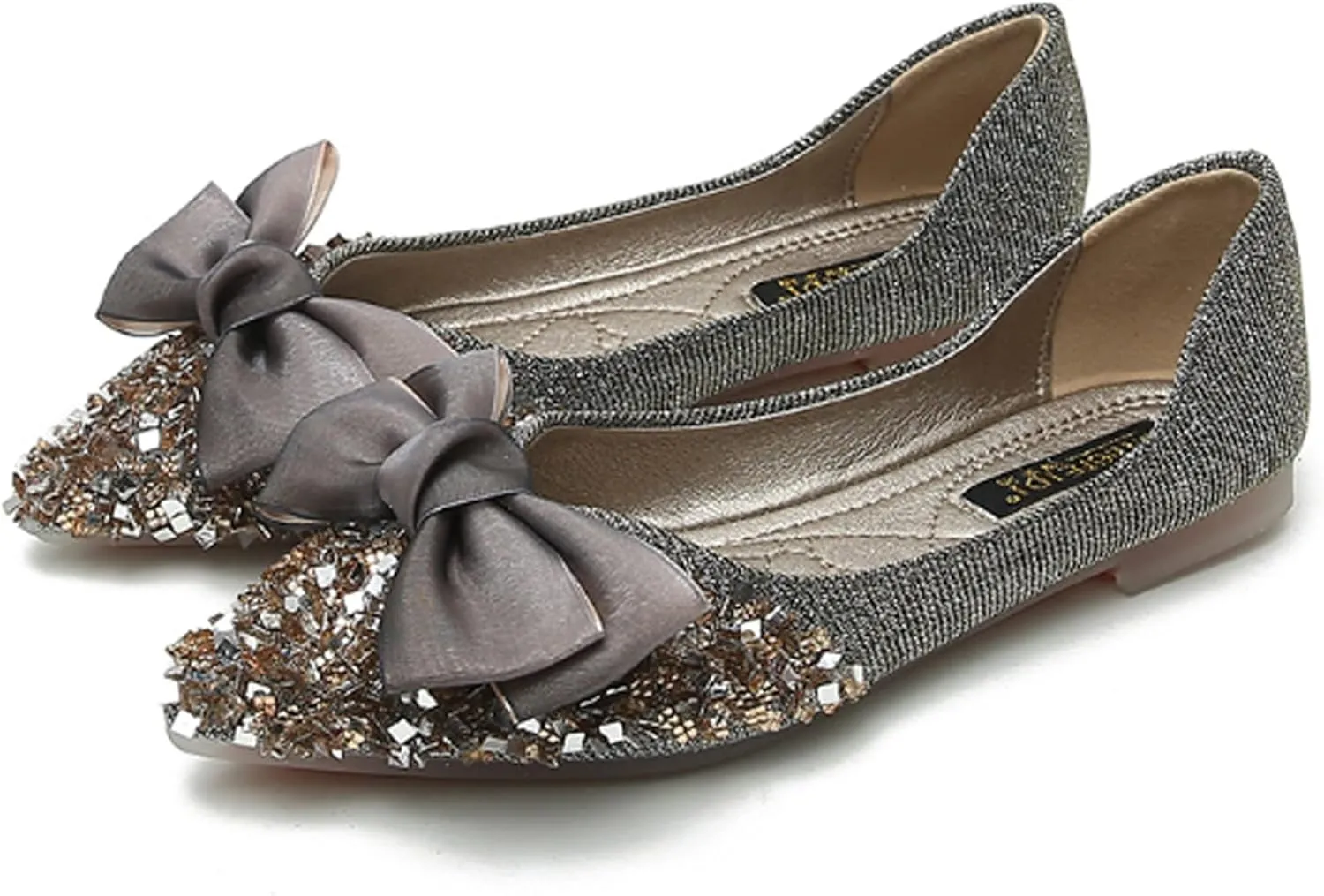 Women's Classic Bow-Knot Square Toe Ballerina Ballet Flats Slip on Dress Party Flat Shoes