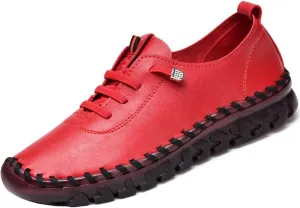 Women's Comfortable Shoes Slip On Breathable Round Head Shoe Casual Loafers Mom Comfort Shoe Handmade Beef Tendon Leisure Flat Lightweight Walking Flat