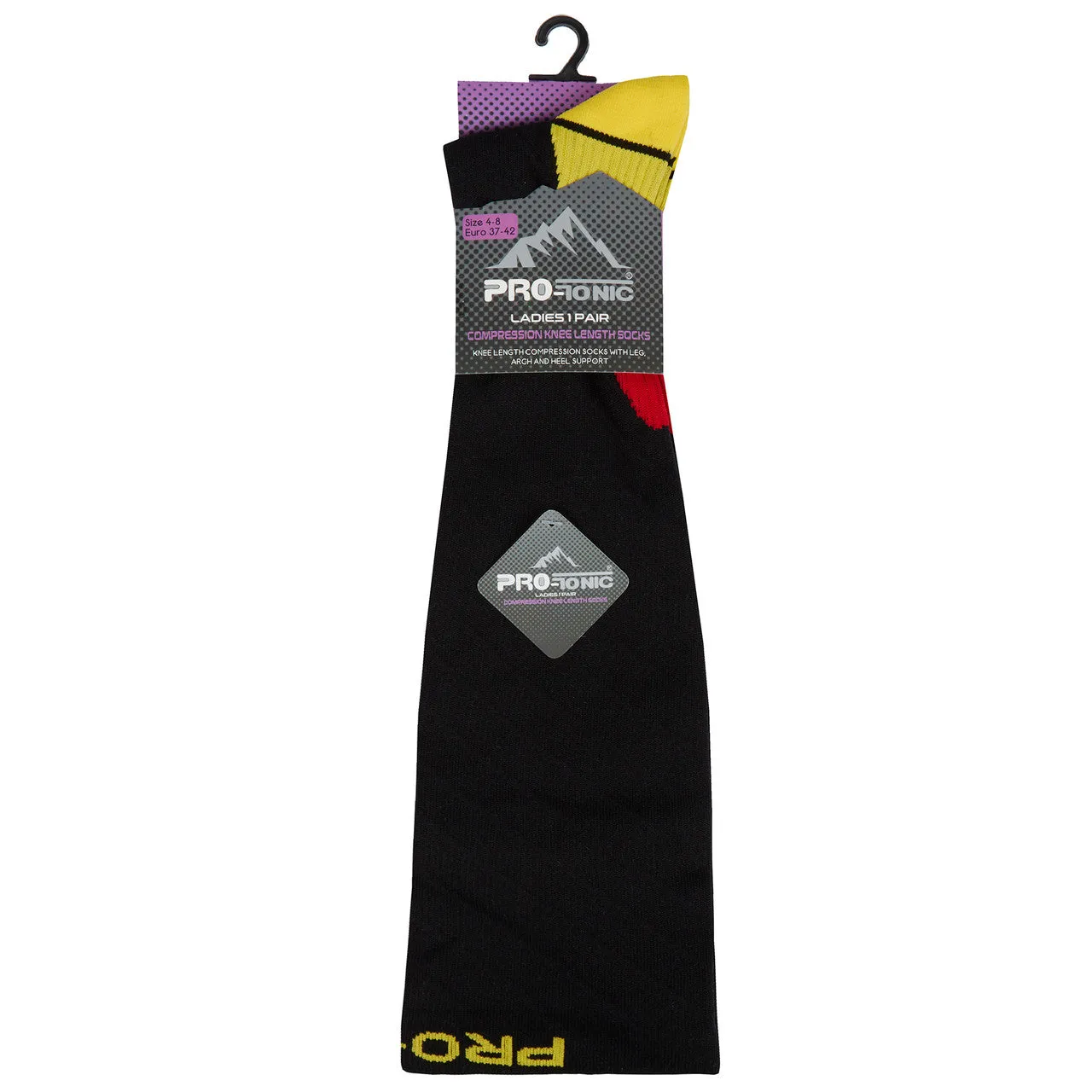 Womens Compression Sport Knee High Socks 1 Pair Yellow
