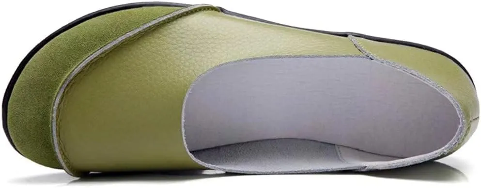 Women's Cowhide Leather Slip-On Moccasins Shoes Flat Slipper Loafers