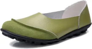 Women's Cowhide Leather Slip-On Moccasins Shoes Flat Slipper Loafers