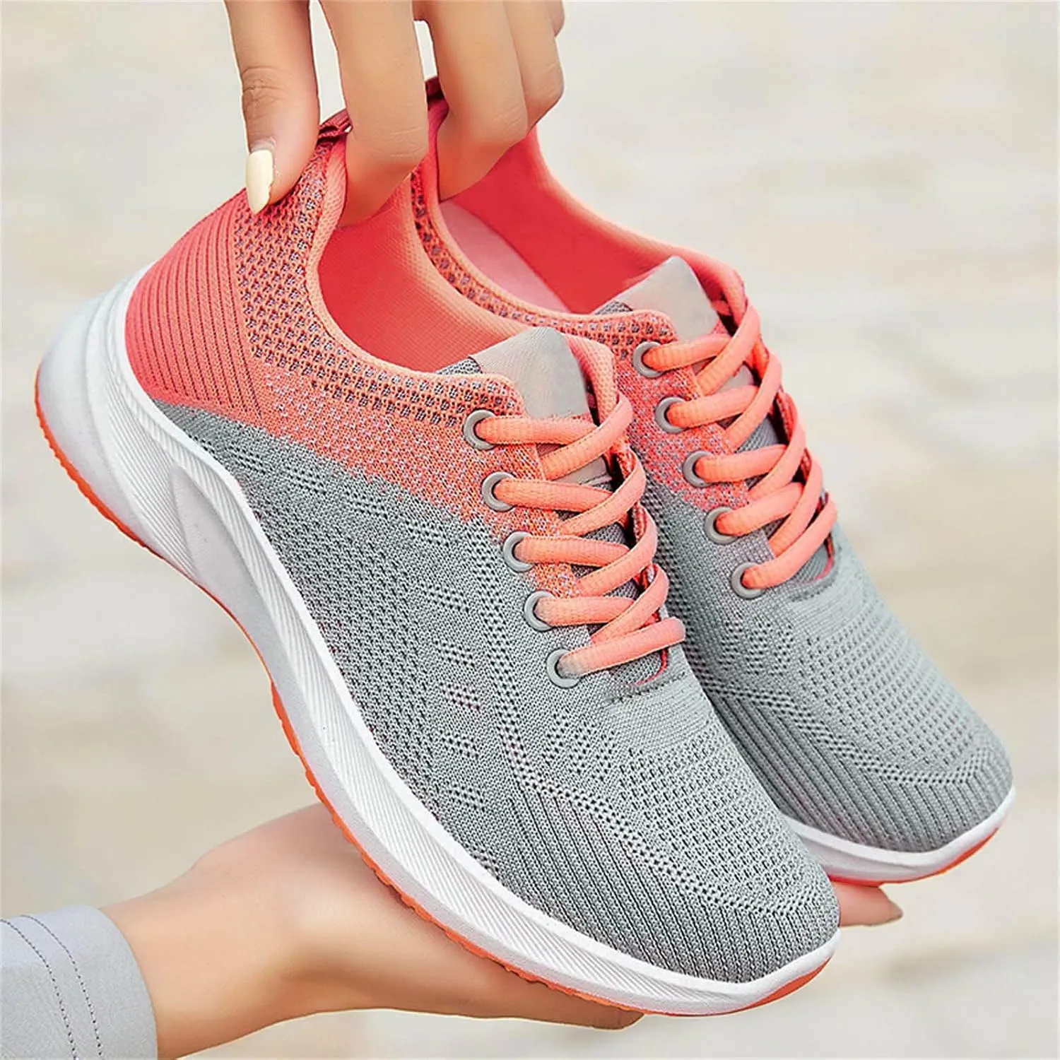 Womens Fashion Tennis Walking Shoes Mesh Breathable Gym Work Fashion Sneakers Lightweight Arch Support Walking Shoes Jogging Running Sneakers Training Comfortable Casual Shoe