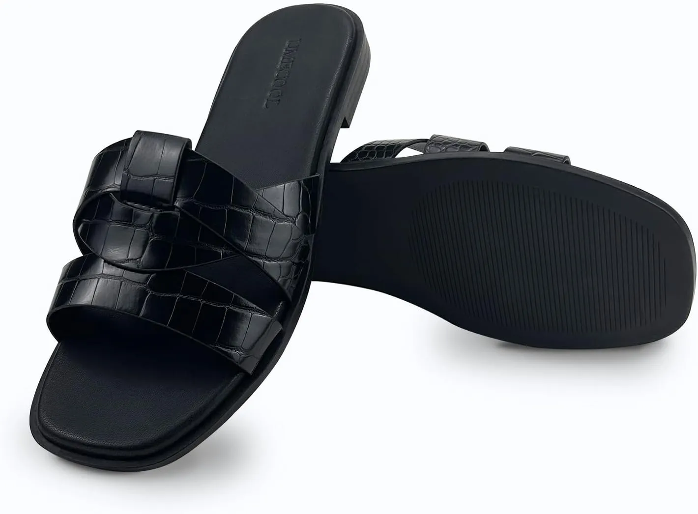 Women's Flat Sandals Comfortable Slip On Leather Slide Sandals, Flat Women's Sandals Slide Sandals Fashion Flat Sandals for Women Summer