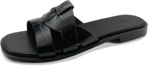 Women's Flat Sandals Comfortable Slip On Leather Slide Sandals, Flat Women's Sandals Slide Sandals Fashion Flat Sandals for Women Summer