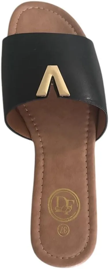 Women's Flat Slide Sandals, Open Toe Slip-On