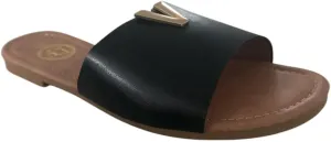 Women's Flat Slide Sandals, Open Toe Slip-On
