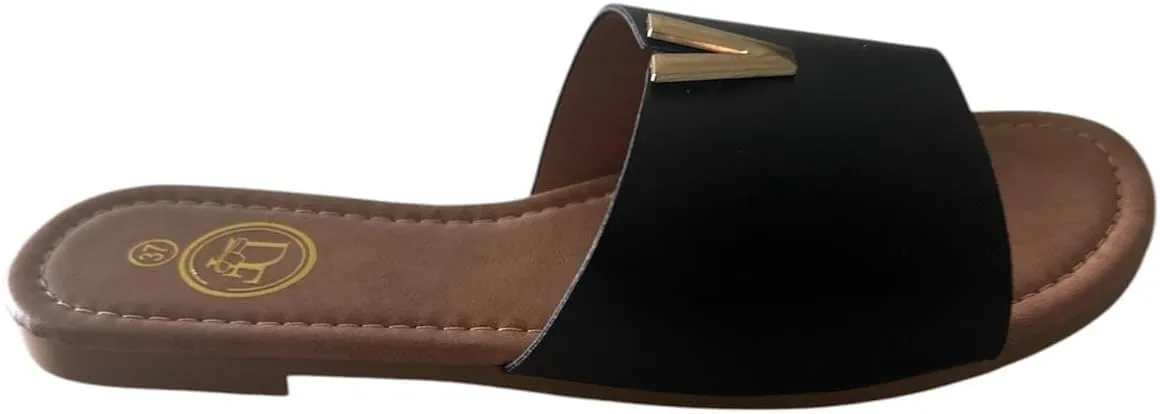 Women's Flat Slide Sandals, Open Toe Slip-On