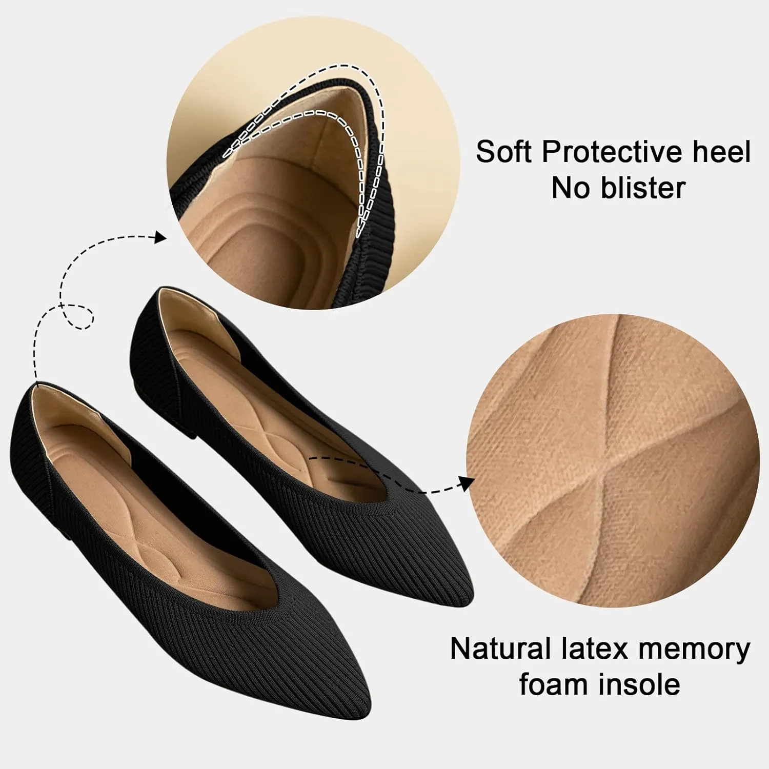 Women's Flats Shoes Pointed Toe Knit Ballet Comfortable Dressy Slip On Flat