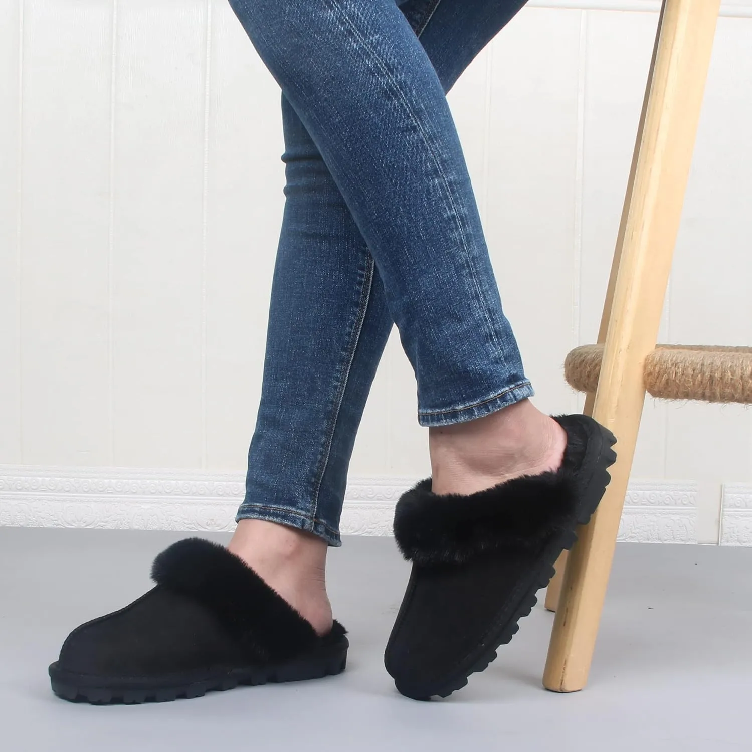 Women's Fuzzy Autumn Winter Plush Purple Solid Faux Fur Slippers