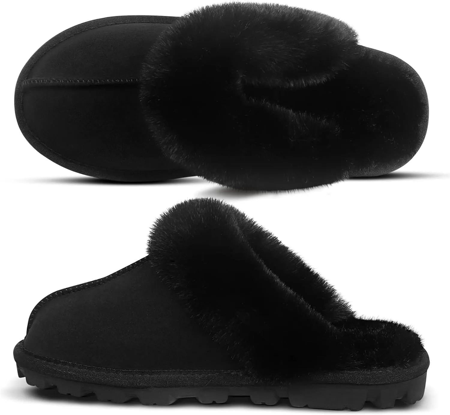Women's Fuzzy Autumn Winter Plush Purple Solid Faux Fur Slippers