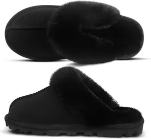 Women's Fuzzy Autumn Winter Plush Purple Solid Faux Fur Slippers