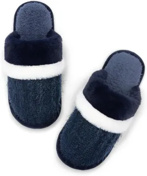 Women's Fuzzy Memory Foam Slippers Warm Gifts Trendy House Slippers Anti-Skid Rubber House Shoes for Women Mom Girlfriend Indoor Outdoor