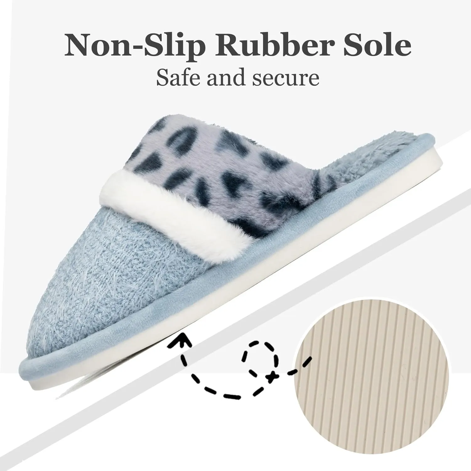 Women's Fuzzy Memory Foam Slippers Warm Gifts Trendy House Slippers Anti-Skid Rubber House Shoes for Women Mom Girlfriend Indoor Outdoor