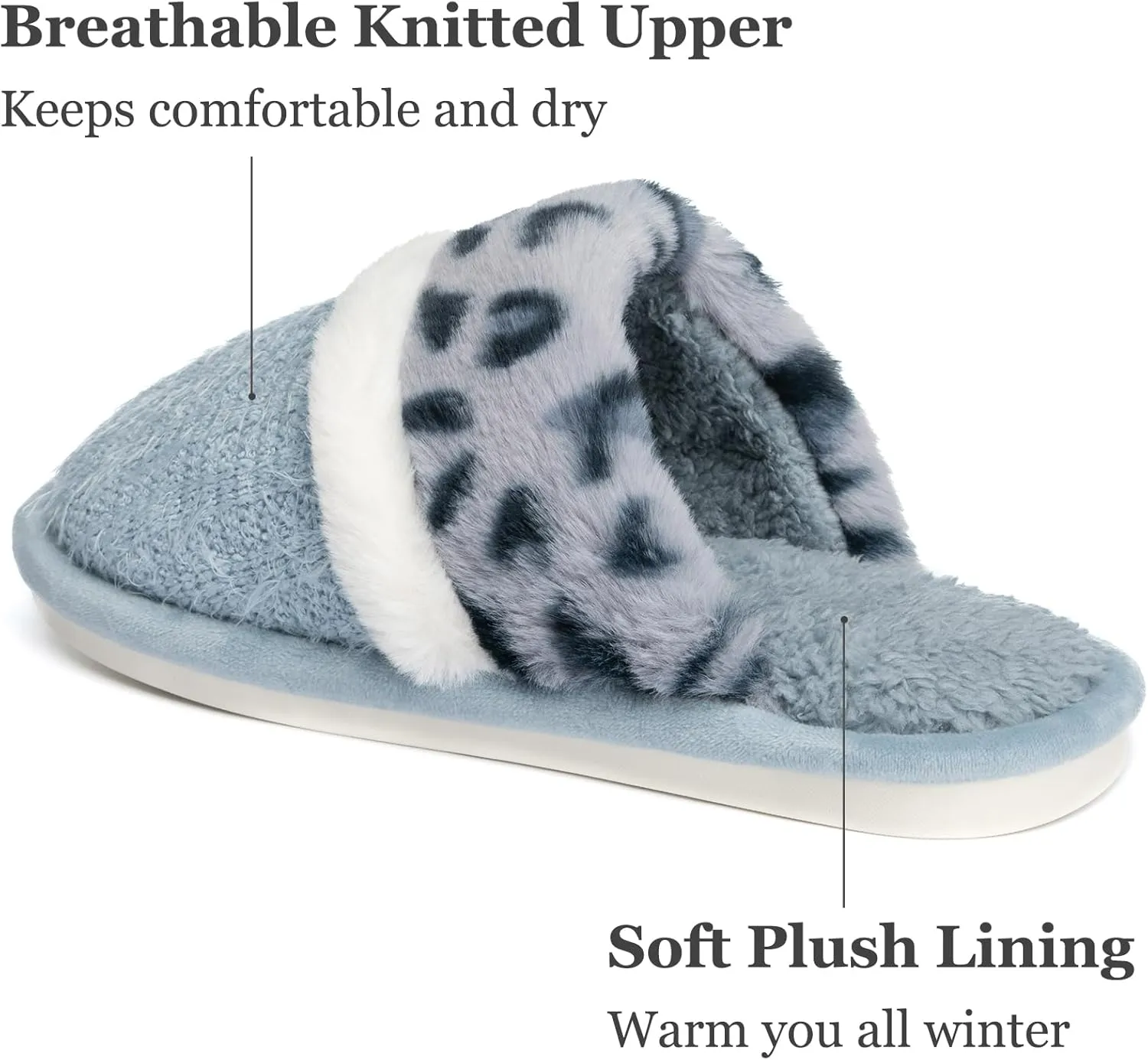 Women's Fuzzy Memory Foam Slippers Warm Gifts Trendy House Slippers Anti-Skid Rubber House Shoes for Women Mom Girlfriend Indoor Outdoor