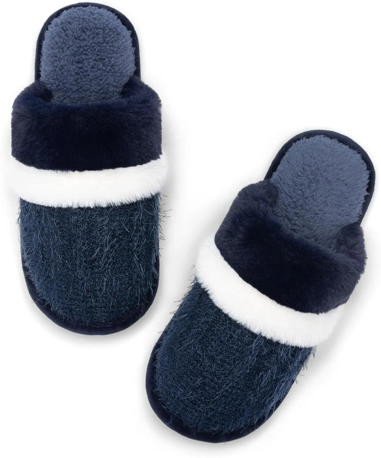 Women's Fuzzy Memory Foam Slippers Warm Gifts Trendy House Slippers Anti-Skid Rubber House Shoes for Women Mom Girlfriend Indoor Outdoor