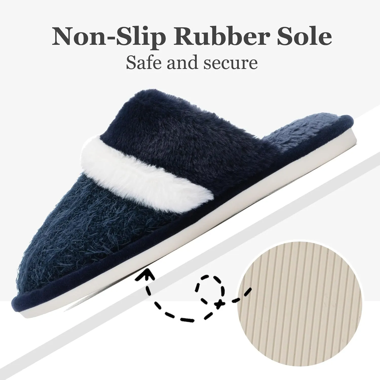 Women's Fuzzy Memory Foam Slippers Warm Gifts Trendy House Slippers Anti-Skid Rubber House Shoes for Women Mom Girlfriend Indoor Outdoor