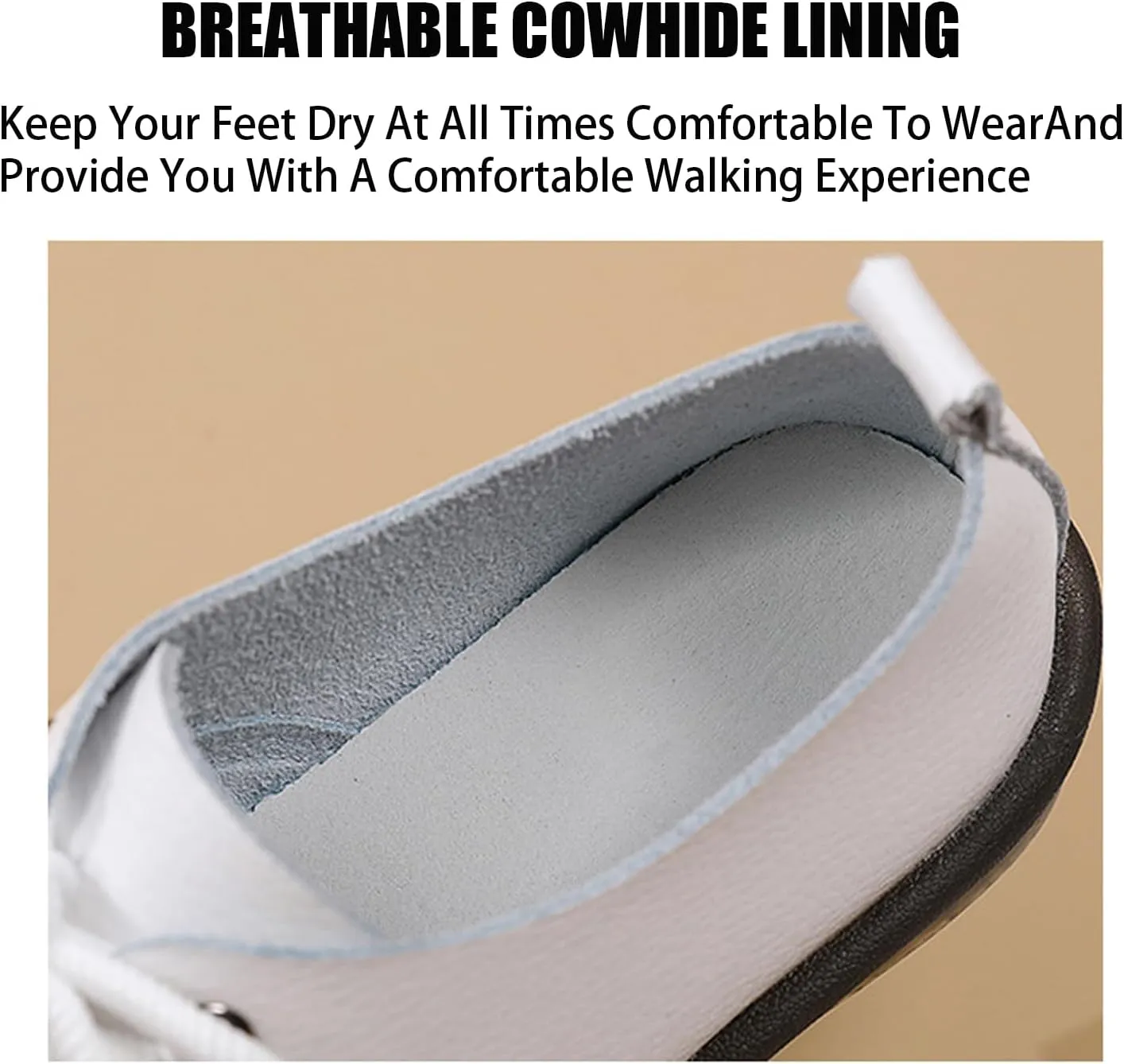 Women's Genuine Leather Lace-Up Soft Sole Flat Fashion Round Toe Handmade Lightweight Slip-On Flat Walking Shoes for Office Work