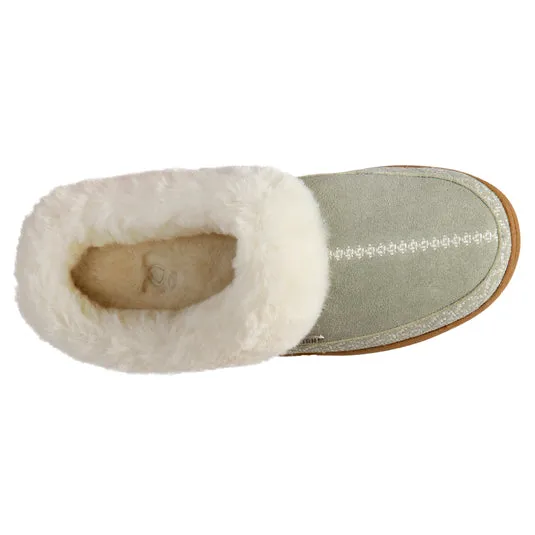 Women's Greta Embroidered Clog Slipper with Cloud Contour Comfort - Desert Sage