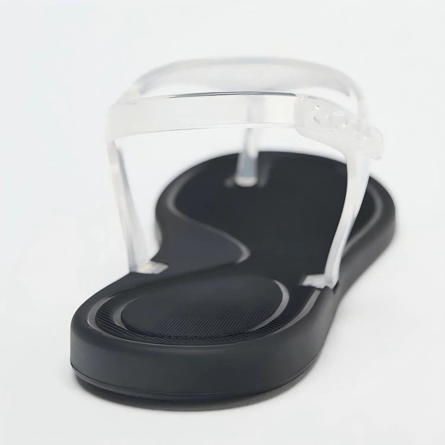 Womens Jell Flip Flops Flat Sandals Round Toe Thong Sandals with Buckle Beach Summer Casual Shoes