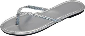 Women's Leather Flip Flops, Woven Strap PU Leather Flat Sandals Slip On Slippers Casual Beach Thongs Slides Shoes
