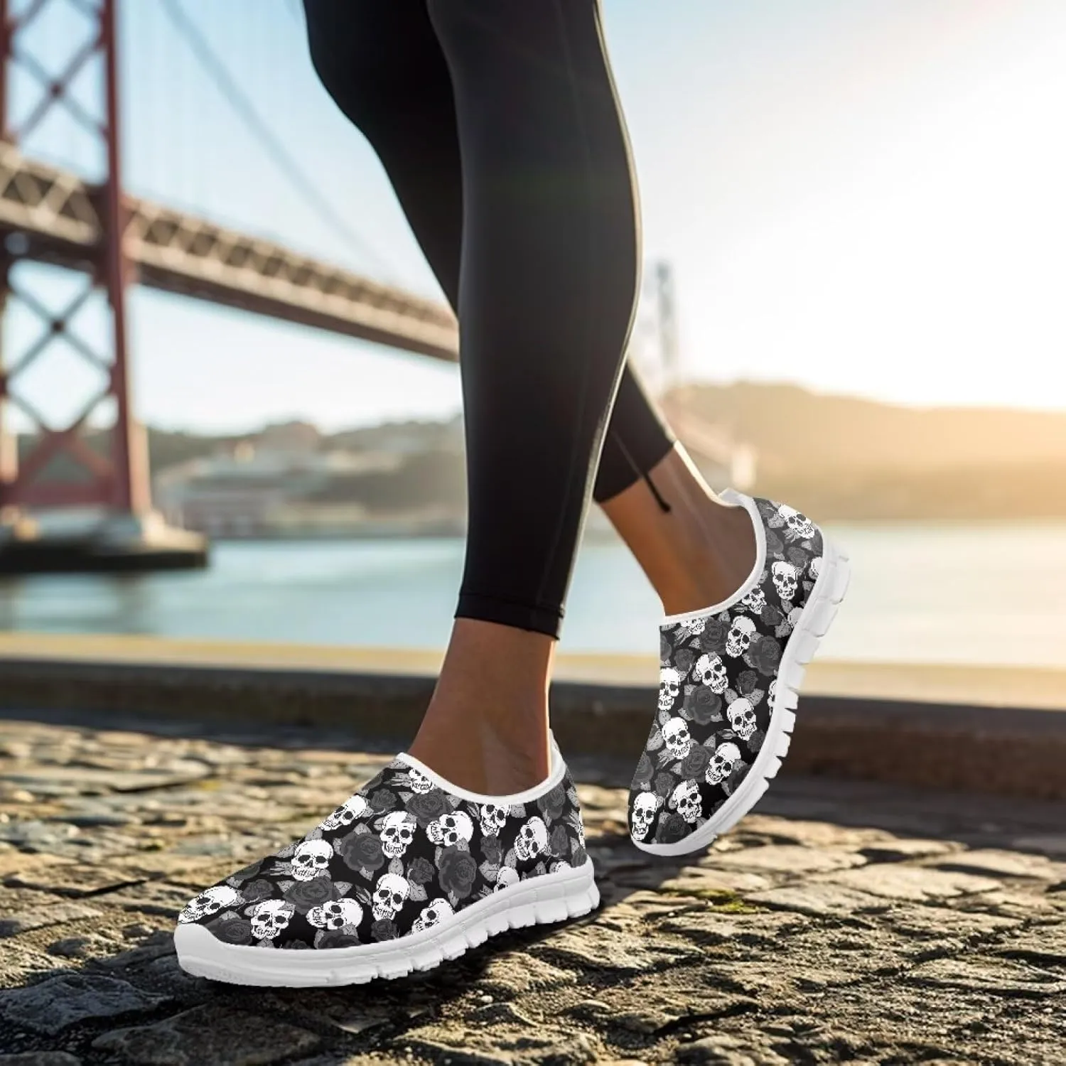 Women's Loafers Slip On Slip Shoe Casual Walking Shoes Non Slip Work Shoes Mesh Athletic Sneakers White Sole