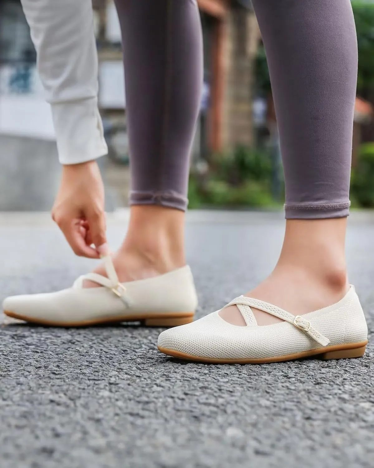 Women's Mary Jane Flats Shoes Ballet Flats with Buckle Strap Soft Work Dress Ballerina Walking Shoes