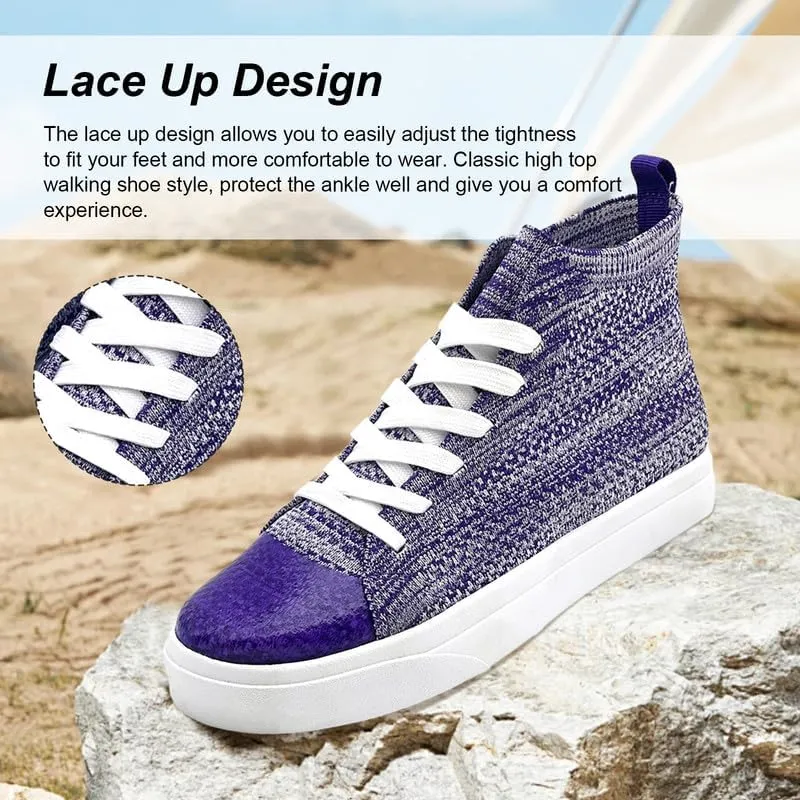 Women's Men’s Fashion Sneakers High Top Lace Up Shoes for Women Men Breathable Flying Woven Mesh Sneakers Casual Outdoor Sport Running Walking Shoes
