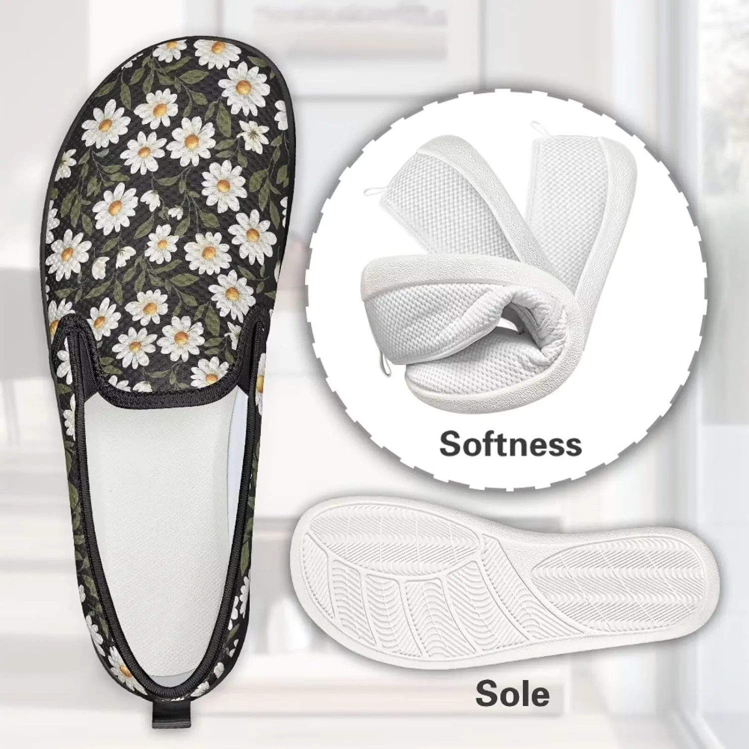 Womens Mesh Casual Flats Shoes Breathable Slip On Loafers Comfortable Walking Shoes Non Slip Work Travel Shoes US 6-11