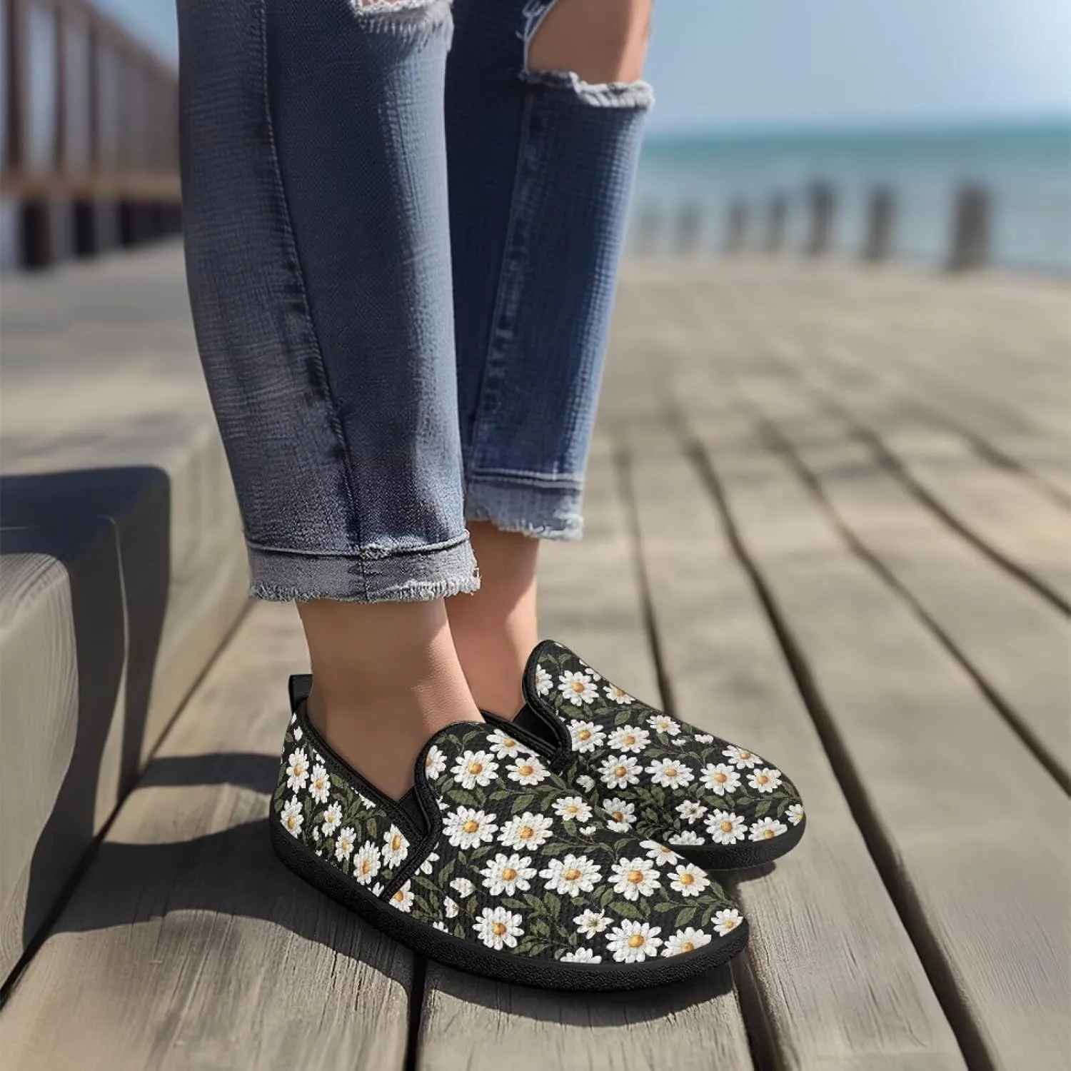 Womens Mesh Casual Flats Shoes Breathable Slip On Loafers Comfortable Walking Shoes Non Slip Work Travel Shoes US 6-11