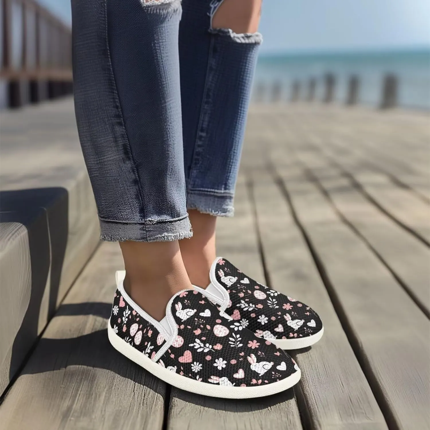 Women's Mesh Flats Shoes Slip On Casual Loafers Comfort Lightweight Travel Walking Shoes Non Slip Driving Shoes US 6-11