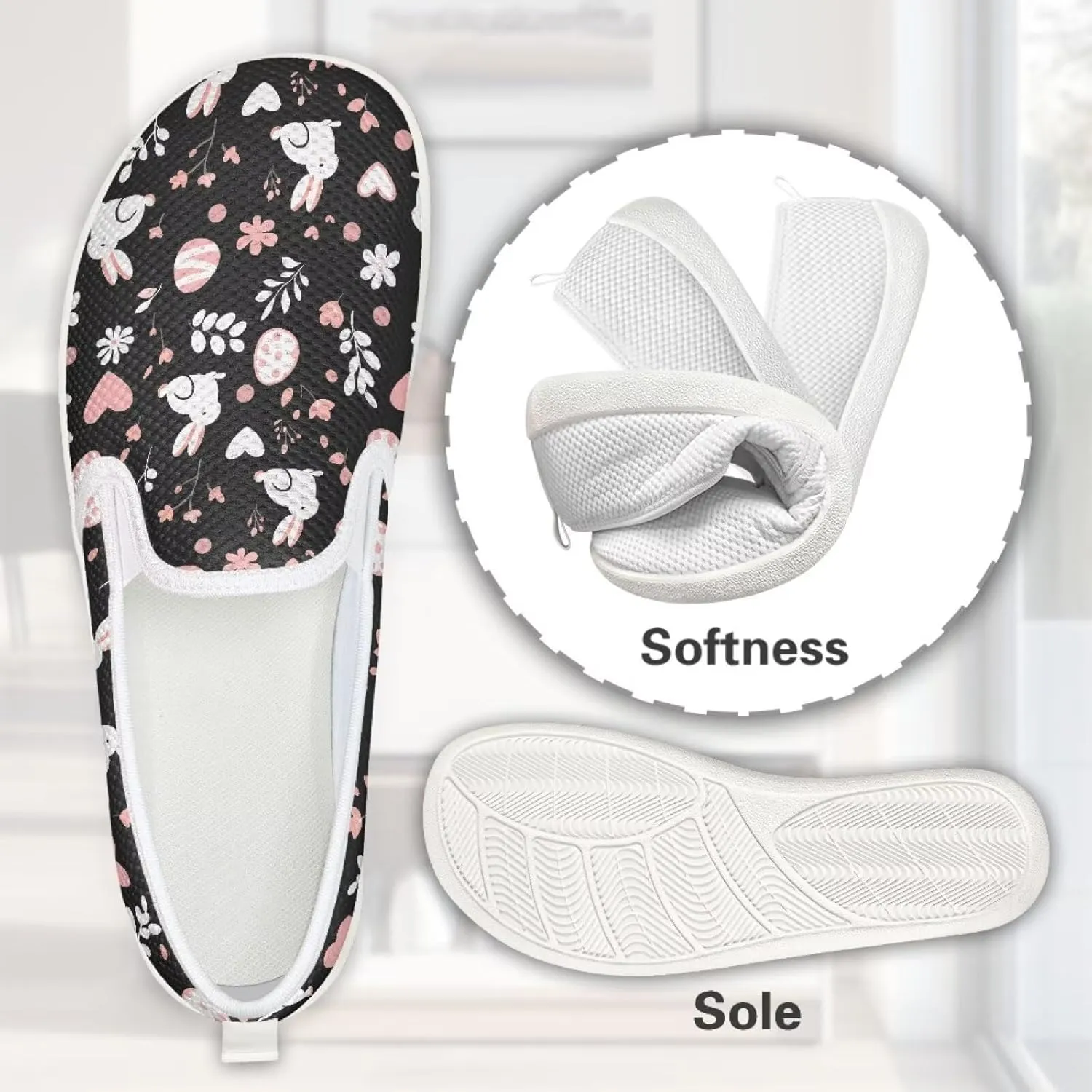 Women's Mesh Flats Shoes Slip On Casual Loafers Comfort Lightweight Travel Walking Shoes Non Slip Driving Shoes US 6-11