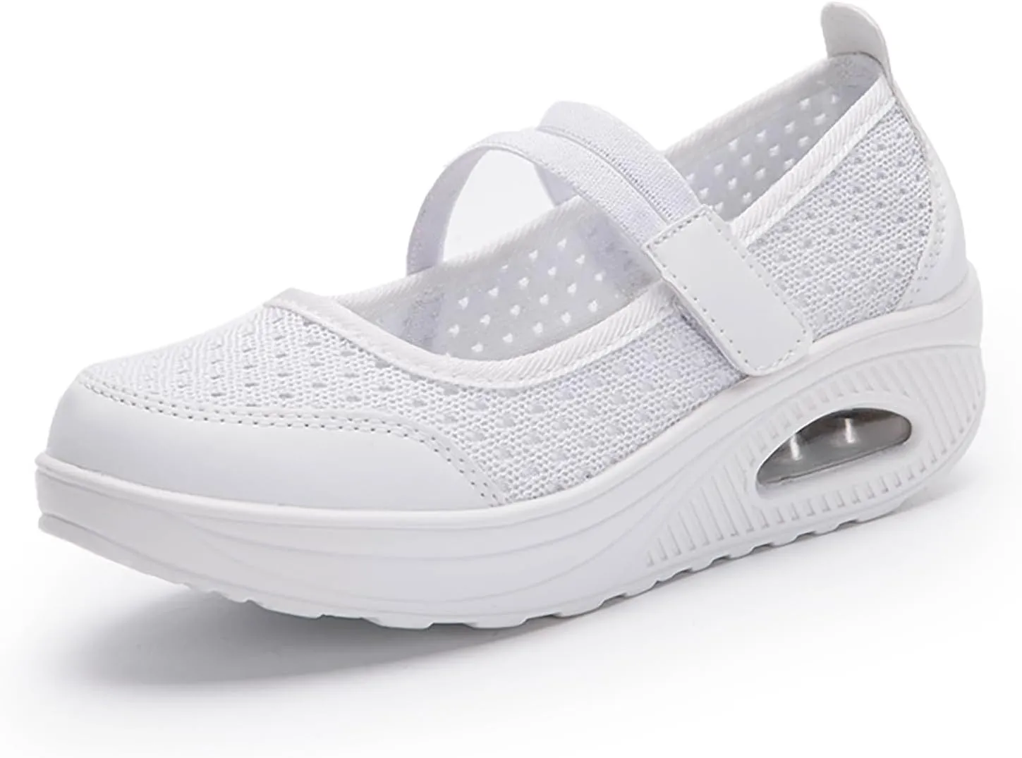 Women'S Mesh Hook and Loop Wedge Heel Platform Yaoyao Shoes Adjustable Lightweight Breathable Orthopedic Air Cushion Wedge Sneakers for Diabetes Arthritis Non Slip Nurse Shoes