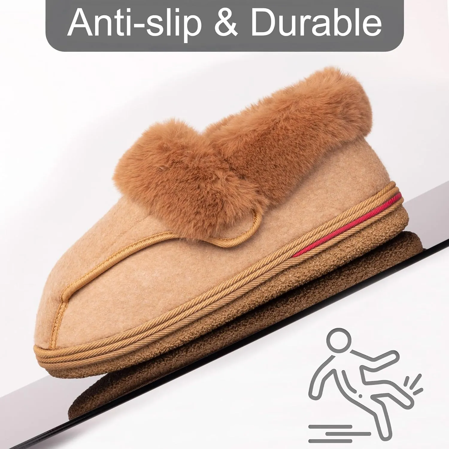 Women's Micro Suede Faux Fur Fleece Lined Cozy 80-D High-Density Memory Foam Winter Slipper Bootie Breathable House Shoes Non Skid Indoor Outdoor Sole