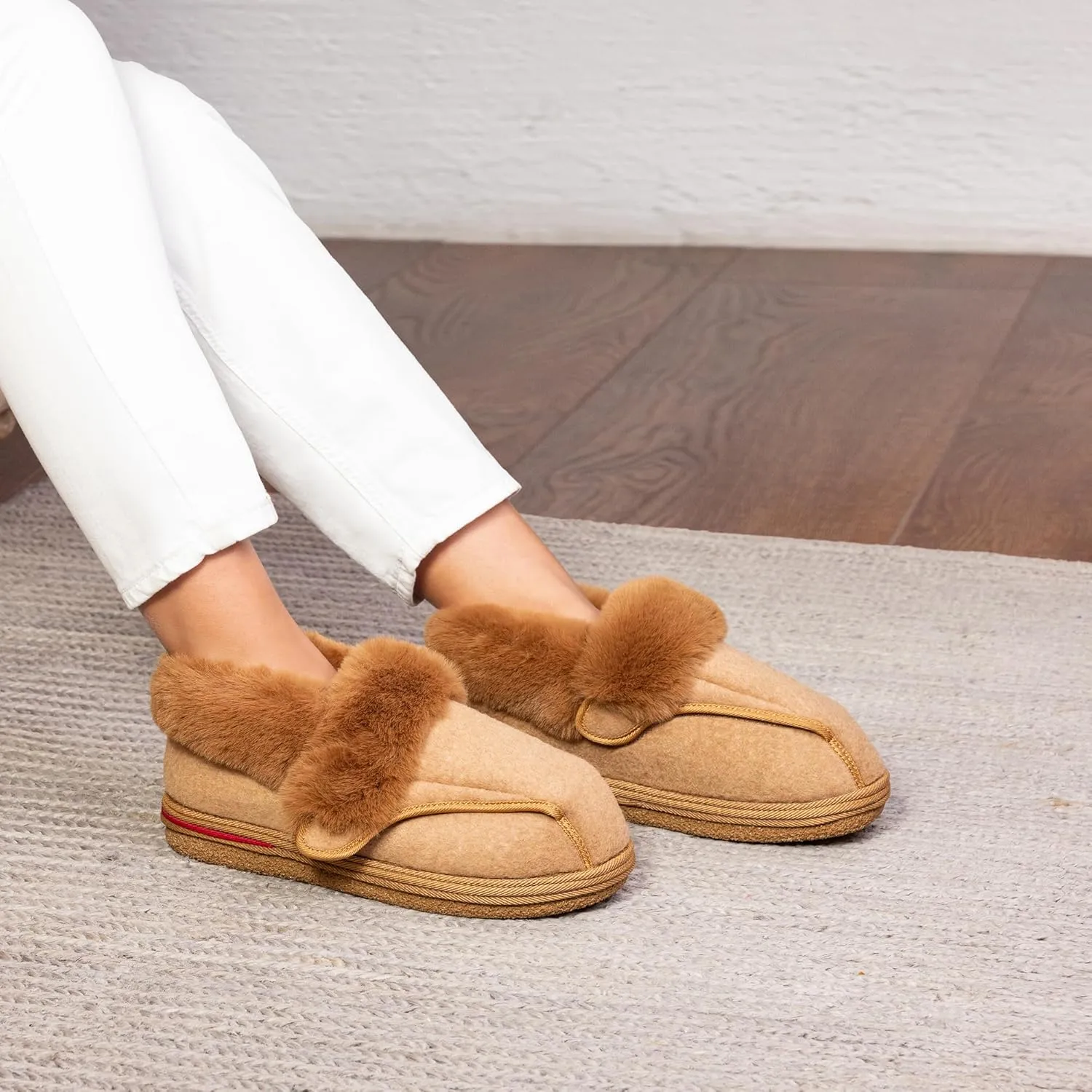 Women's Micro Suede Faux Fur Fleece Lined Cozy 80-D High-Density Memory Foam Winter Slipper Bootie Breathable House Shoes Non Skid Indoor Outdoor Sole