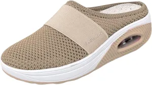 Women's Mule Shoes Air-Cushion Slip-On Walking Shoes Summer Backless Walking Sneakers Mesh Arch-Support Orthopedic Diabetic Shoe Casual Lightweight Breathable Slippers Closed Toe Slides