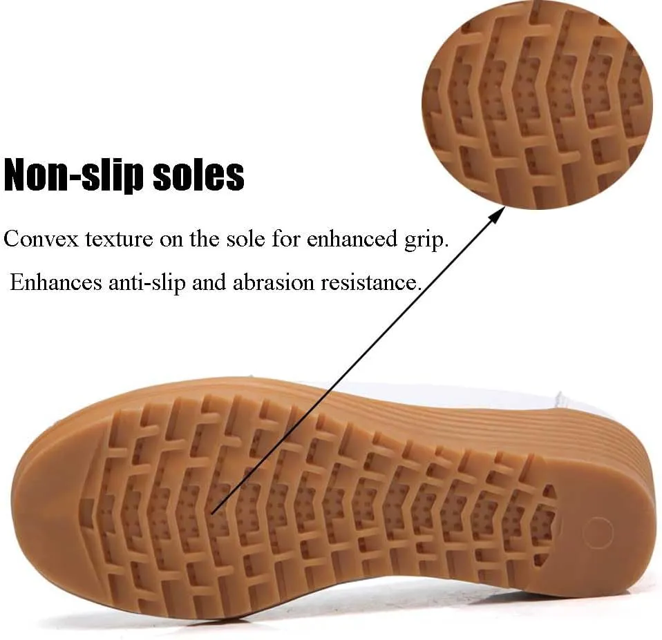 Women's Non Slip Nursing Shoes Leather Comfortable Slip on Flat Shoes Loafers for Restaurant Work