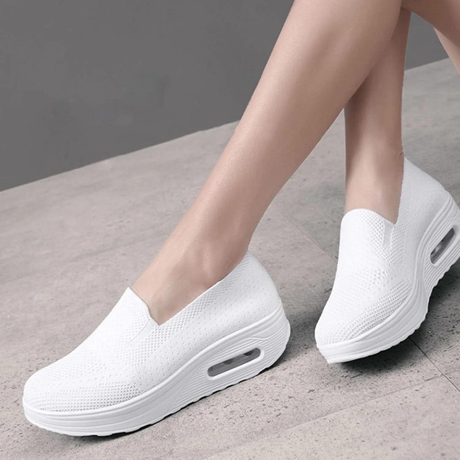 Women's Orthopedic Sneakers Diabetic Casual Walking Wide Shoes Air Cushion Slip on Shoe Breathable Jogging Running Tennis Shoes Mesh Arch Support Lightweight Soft Sneakers