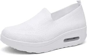 Women's Orthopedic Sneakers Diabetic Casual Walking Wide Shoes Air Cushion Slip on Shoe Breathable Jogging Running Tennis Shoes Mesh Arch Support Lightweight Soft Sneakers