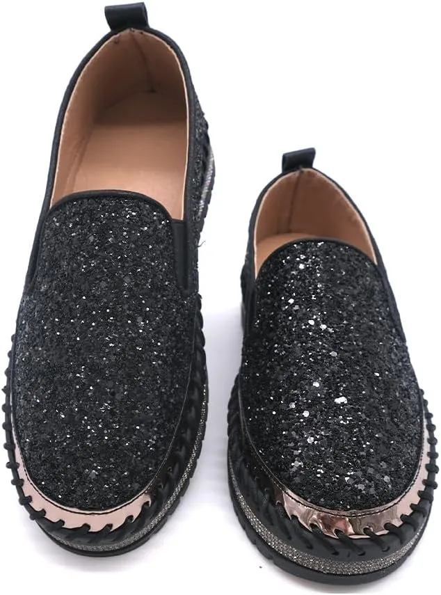 Women's Platform Rhinestones Glitter Fashion Sneakers Comfortable Slip On Flat Loafers Walking Wedding Dress Shoes Casual Shoes