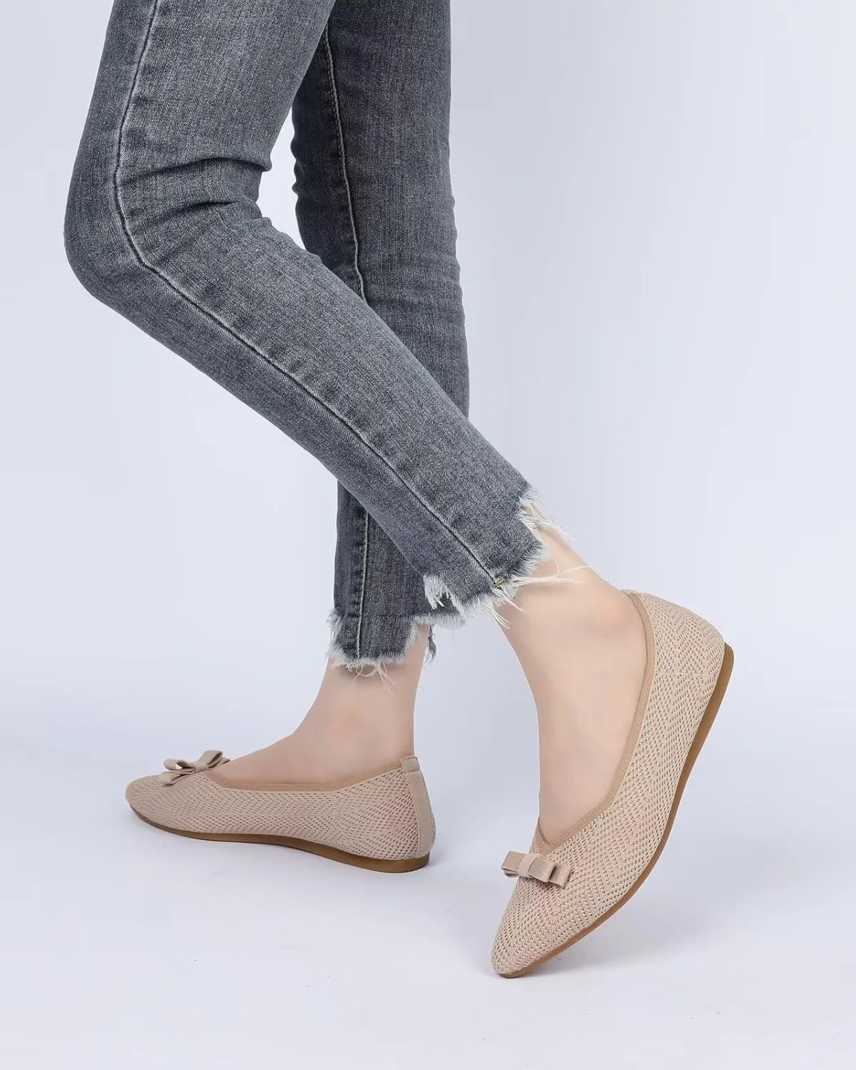 Women's Pointed Toe Flats Knit Dress Slip-on Ballet Flats Shoes Comfort Classic Work Business Office Shoes