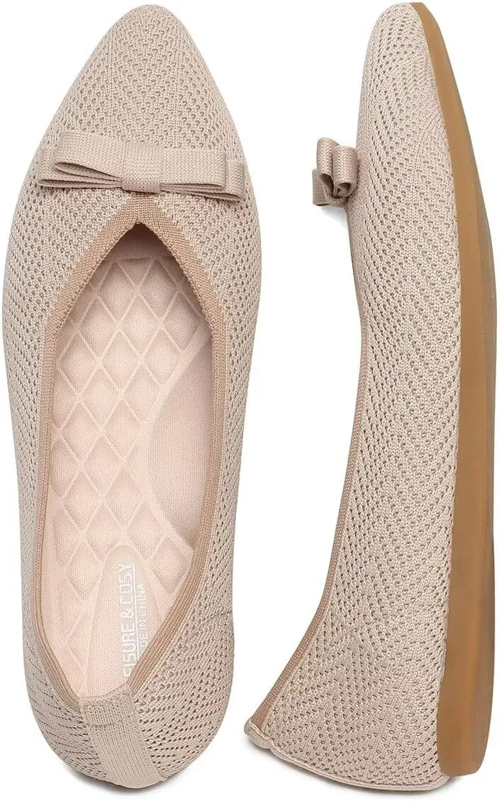 Women's Pointed Toe Flats Knit Dress Slip-on Ballet Flats Shoes Comfort Classic Work Business Office Shoes