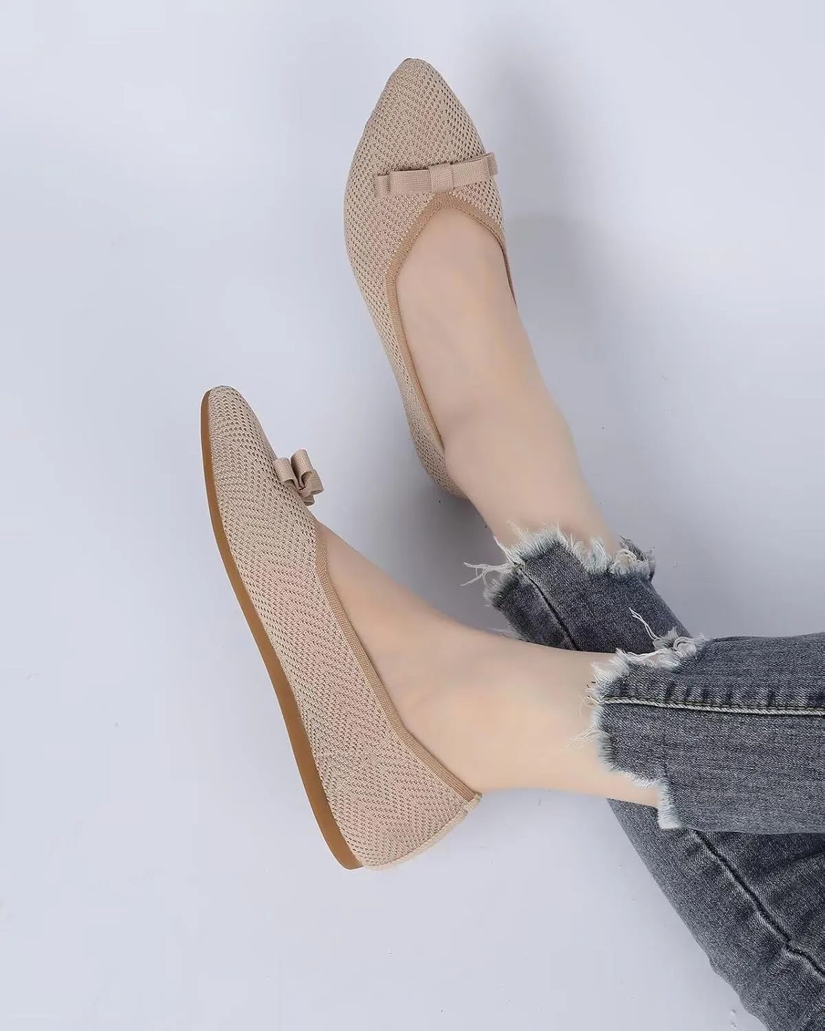 Women's Pointed Toe Flats Knit Dress Slip-on Ballet Flats Shoes Comfort Classic Work Business Office Shoes