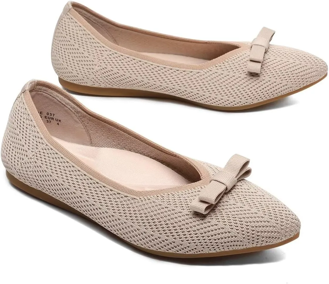 Women's Pointed Toe Flats Knit Dress Slip-on Ballet Flats Shoes Comfort Classic Work Business Office Shoes