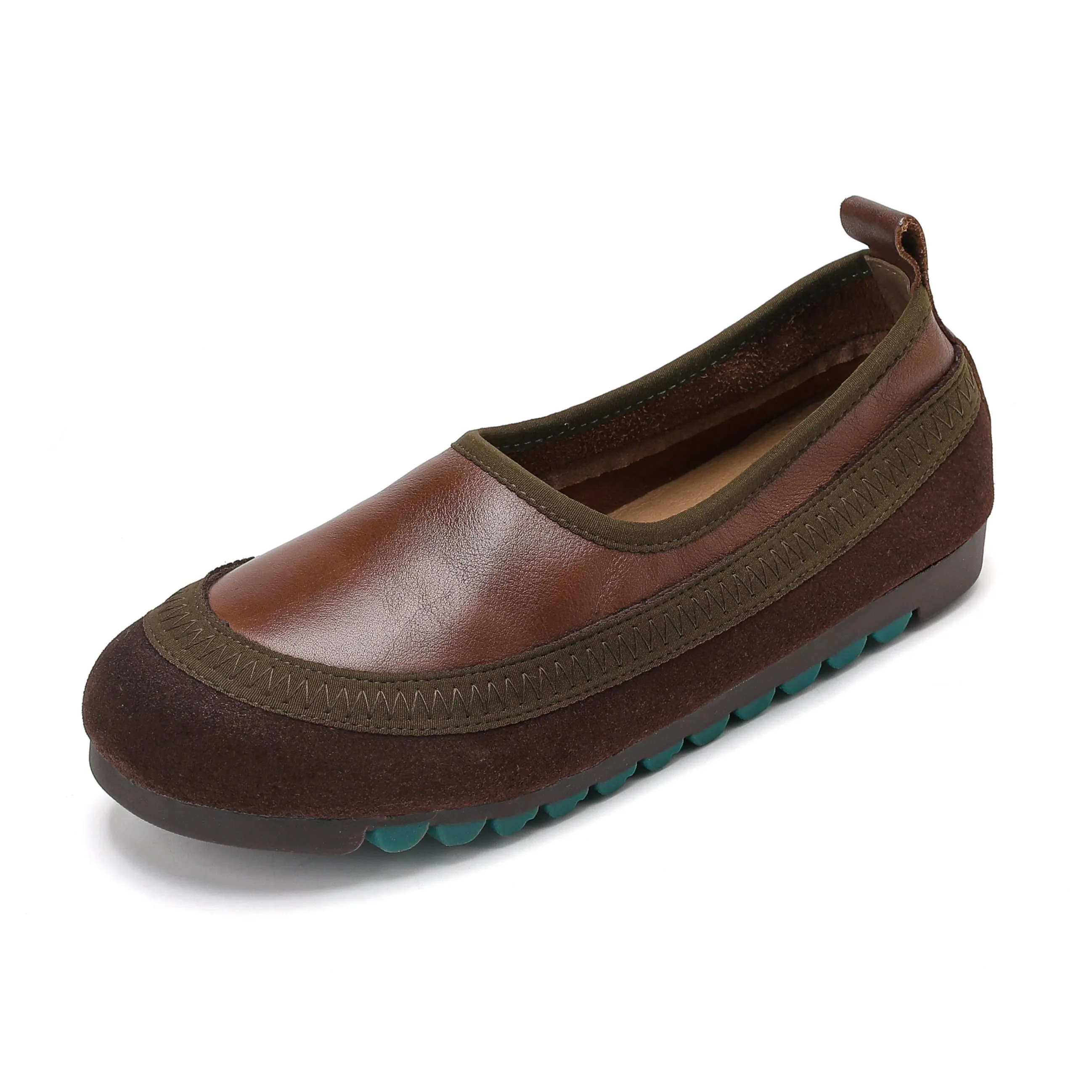 Women's Retro Leather Patchwork Comfortable Casual Slip-On Flat Shoes